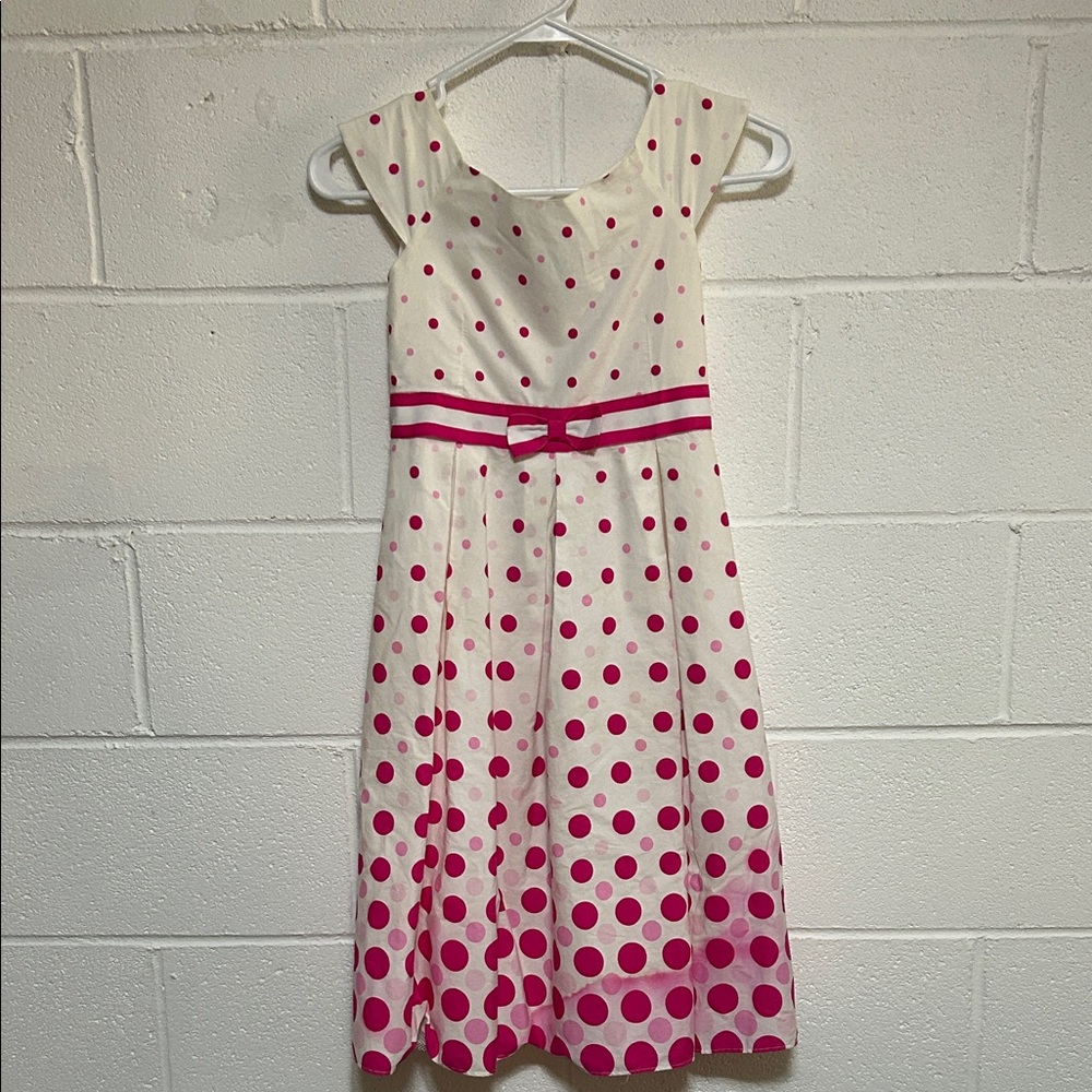 White and Pink Polka Dot Dress  10